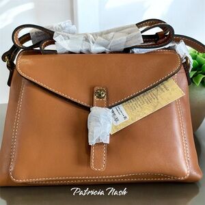 Patricia Nash 100% Leather Avellino Crossbody Organizer Bag Purse Boho